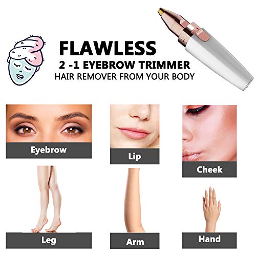 Image of Rechargeable Eyebrow Trimmer Hair Remover For Men And Women,2 In 1 Painless Eyebrow Trimmer,Built-In Led Light,Suitable For Facial,Eyebrow,Nose,Body Hair Trimming