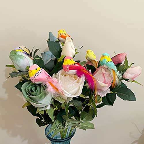 Lwingflyer 12Pcs Artificial Simulation Foam Birds Feather Mini Love Birds For Craft Home Ornaments Garden Wedding Decoration Embellishing 9Cm/3.54Inch Metal Clip (3.5" Bird13259 W/Clip) #TOP6