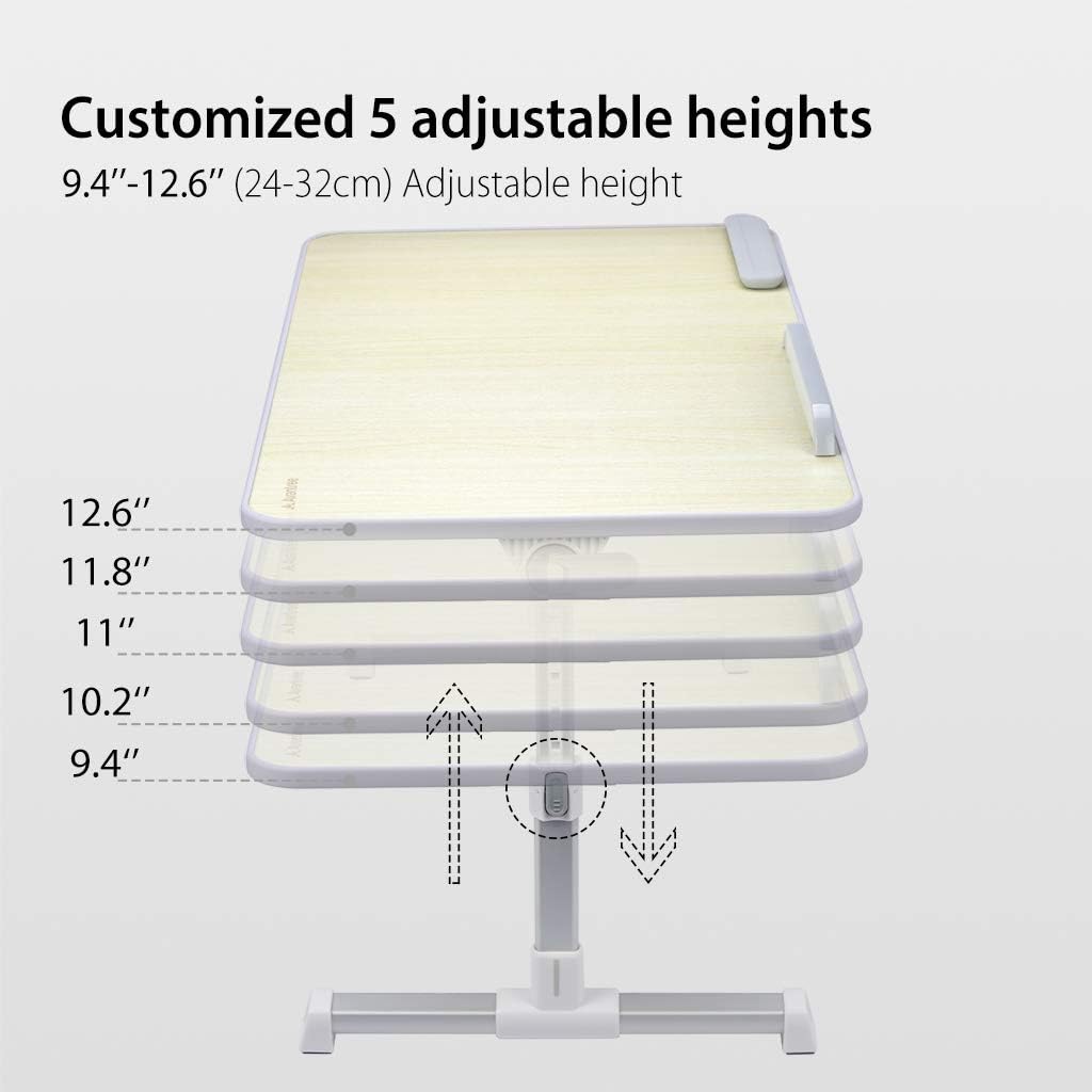 Buу 1 gеt 1 🔥 [Large Size] Neetto TB101L Adjustable Laptop Bed Table, Portable Standing Desk, Foldable Sofa Breakfast Tray, Notebook Stand Reading Holder for Couch Floor Kids - Honeydew