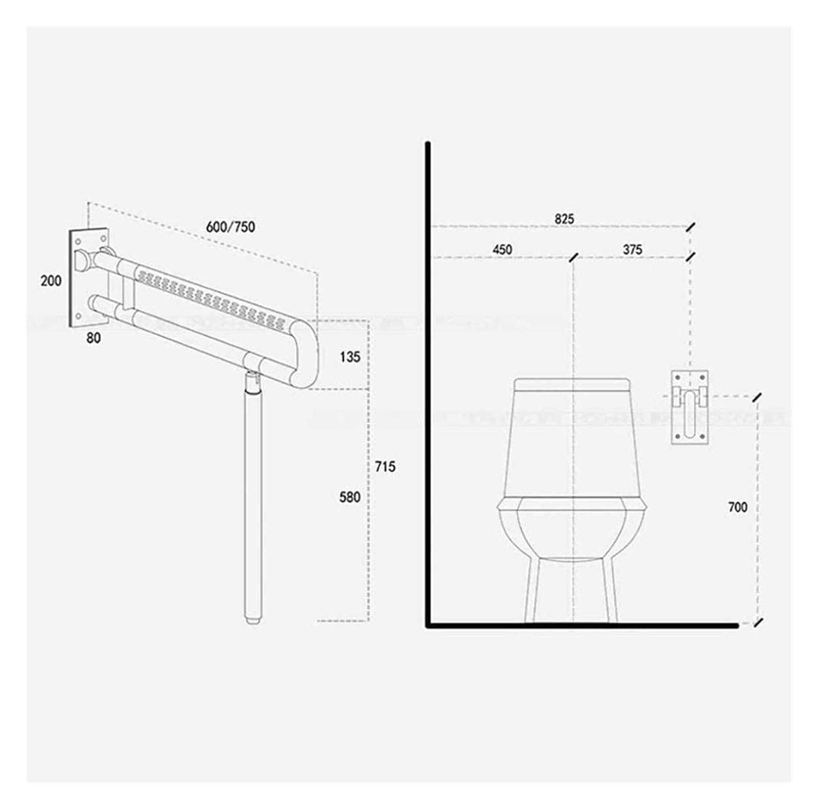 Pasamanos Barra de Agarre Barra de Agarre Baño Asidero de Baño Toallero Asidero de Soporte Plegable Barras de Agarre Pasamanos de Inodoro Marco de Seguridad Asidero de Baño Pasamanos de Agarre Pasam