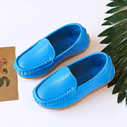 Toddler Little Kid Boys Girls Soft Slip On Loafers Dress Flat Shoes Boat Shoes Casual Infant Shoes Boys (Blue, 28)4