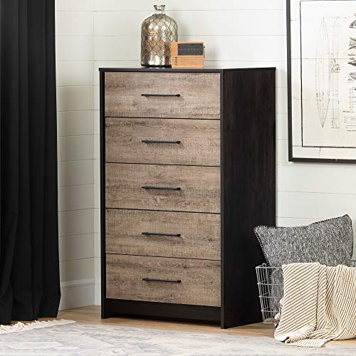South Shore Londen, Weathered Oak And Ebony 5-Drawer Chest, #TOP1