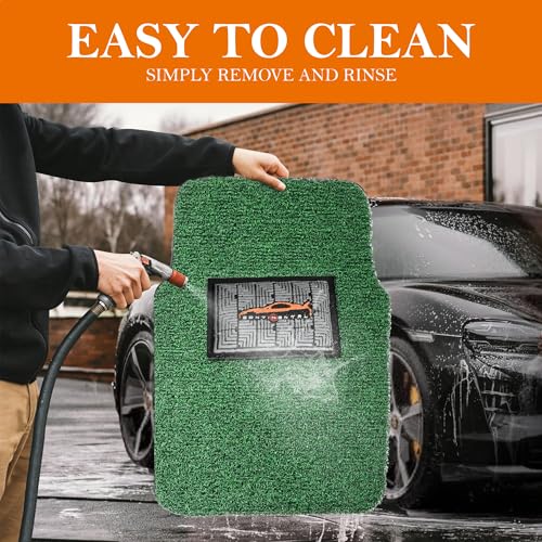 Image of CONTINENTAL [Duramat Curly] Universal Single Driver Side Car Mat only - Premium Waterproof PVC Cushions Car Floor Mat for All Cars (Green & Black)
