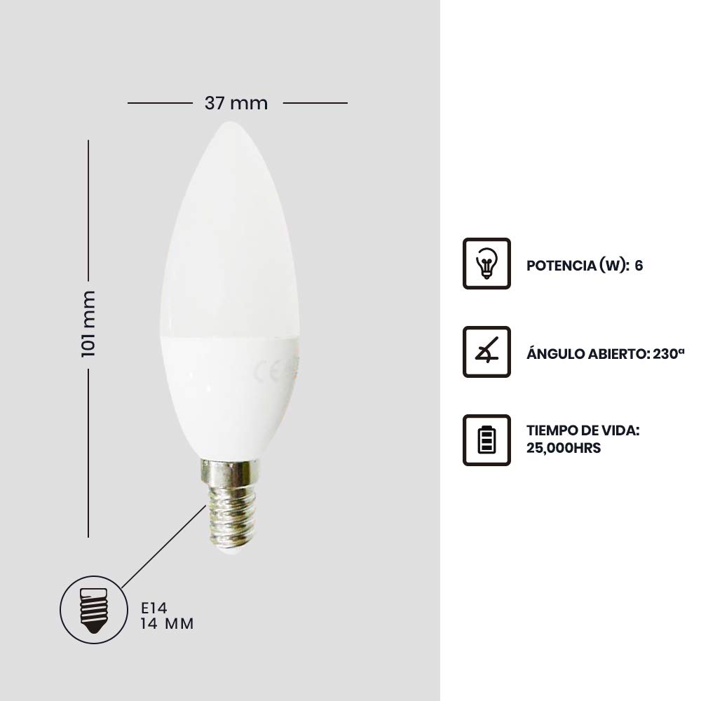 Lampadine LED a candela E14 6 W luce fredda confezione 12 COM-FORT HOUSE