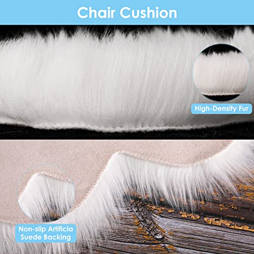 Molain Bench Cushion Fluffy Area Rug White Soft Faux Fur Bedroom Balcony Couch Reading Nook Cover Plush Mini Car Chair Seat Pad Hallway Fireplace Living Room Floor Decorations (50 cm Oval) - Image 4
