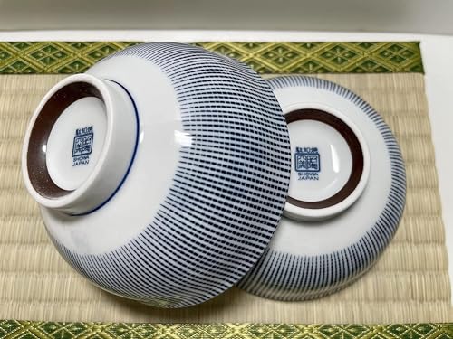 Japanese Porcelain Rice Bowls set, 4.65 inches in diameter H1.97 inches, 9.47 Fluid Ounces Mino Ware Chawan Sendan Tokusa Pattern Set of 2, M535-23 by j-pure hitomi - Used condition - Image 4