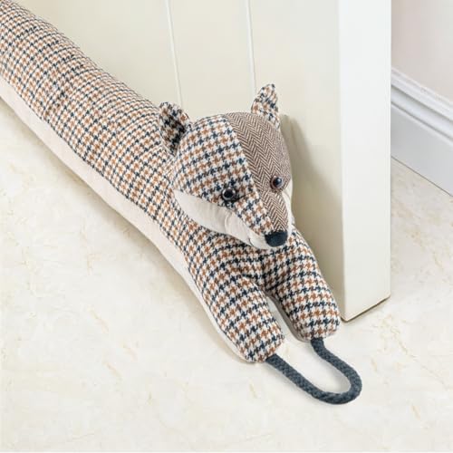 Image of Marwood Under Door Draft Stopper Decorative Wind Stopper 42 inch for Door & Window, Weighted Animal Air Draft Stopper Snake Noise Blocker for Bottom of Door with Hanging Loops - Fox