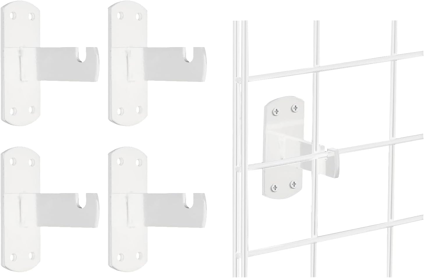 Gridwall Mount Brackets for Grid or Slatgrid Panels Box of 4 Pcs White