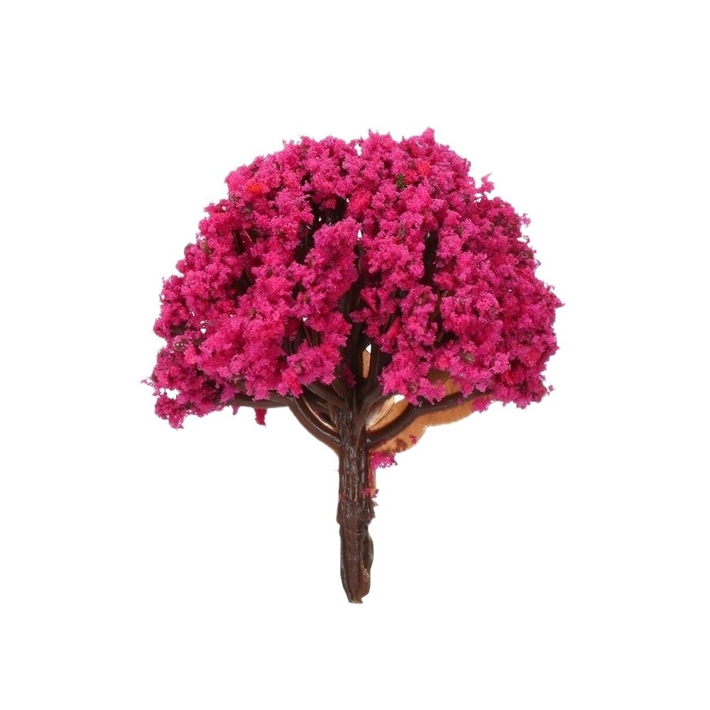 Landscape Greenery 5pcs Miniature Flower Tree Garden, 4cm Artificial Scenery Pink(Rose)