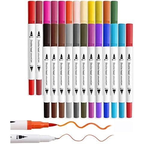 Inefbb Felt Tip Pens for Children & Adult, 24 Color Felt Tip Pen, Dual Tip Brush Pen For Colouring, Sketching, Calligraphy, Journaling, Painting Cover