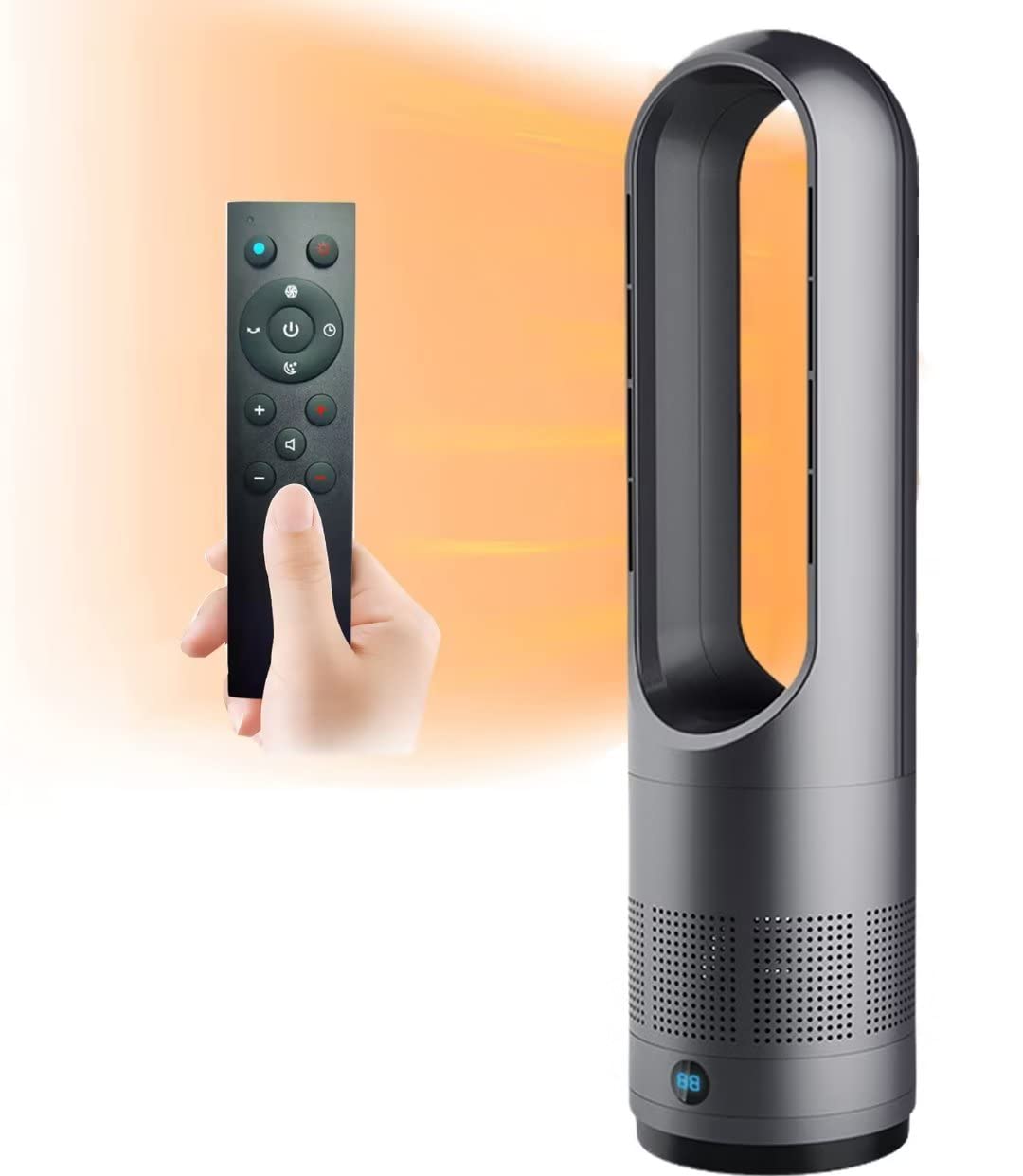 SABYDICAR Hot and Cool Tower Fan with Remote,Household Standing bladeless Fan,1400W Heater Fan,8 Speeds,8H Timer,LED Display,80° Oscillating air circulating Fan for Home,Office