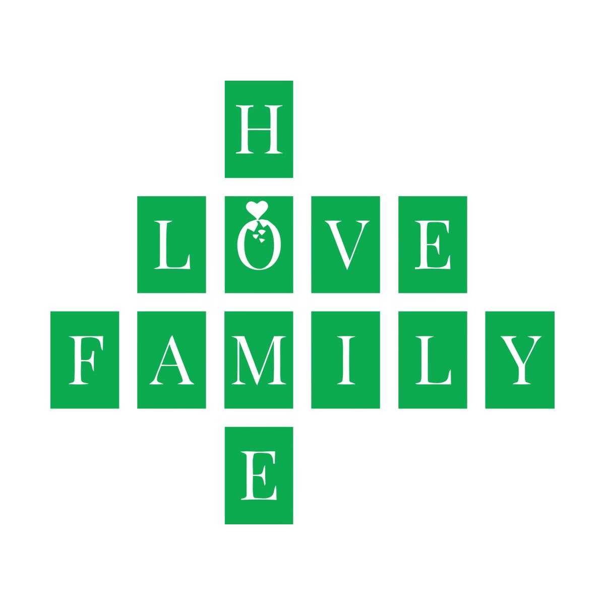 Love Family Home Words House Wall Decals 54x62.4cm Multiple Size Options Large Green โ image 1