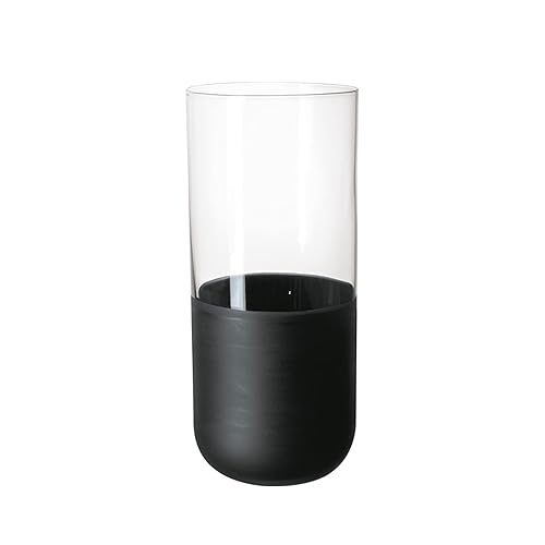 Villeroy & Boch - Set de vasos de bebida larga Fabricación Rock, 4 piezas, cristal con base negra mate, capacidad 10.1 fl oz