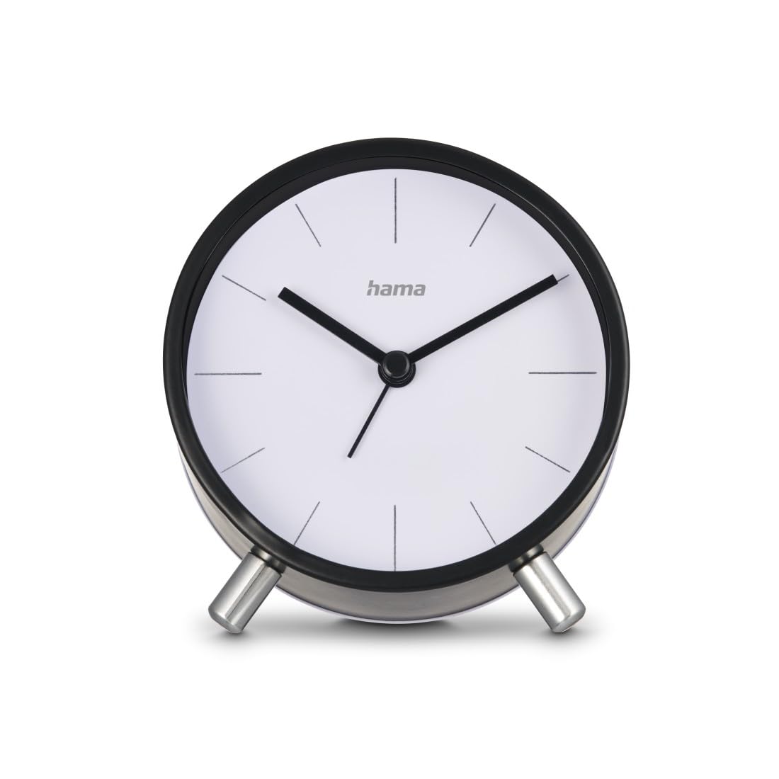 Hama Flores Radio-Controlled Alarm Clock, Analog, Non-Ticking, Black