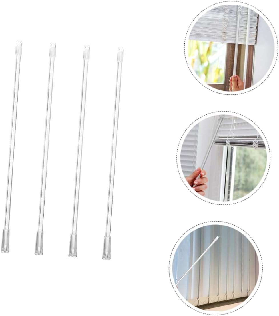 4pcs Blind Wand Tilter Fiberglass Blind Rods for Vertical Window Rods Stick Hooks