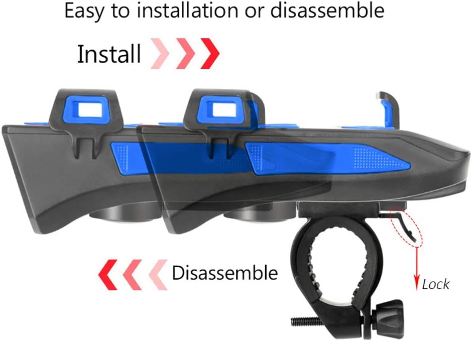MONDAY Bike Headlight USB Rechargeable, 4 in 1 Headlight Light Cycling Waterproof, LED Light Bike Horn and Power Bank Front Light with 3 Mode, Easy Install Quick Release Bike Light for 6.3 inch