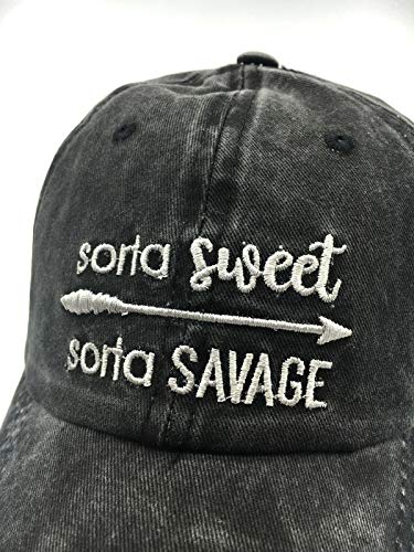 Waldeal Funny Women's Embroidered Savage Baseball Cap Workout Distressed Dad Hat Black #TOP1
