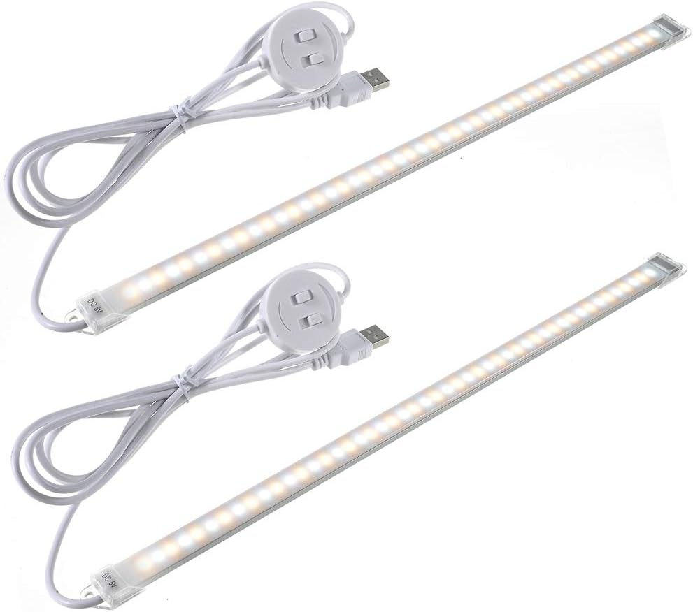 Dimmable Under Cabinet Lighting, Portable USB Reading Strips Craft Light Eye-care LED Desk Reading Lamp Light Great for Craft Table,Pianos,Music Stands,Kitchen,Wardrobe,Shelf,Drawer (warm&cool)