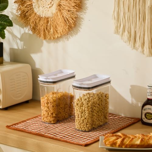 FreshKeeper Cereal Containers Storage Set, Airtight Food Storage Container with Lid 4L/135.2oz, 2PCS BPA-FREE Plastic Pantry Organization Canisters for Rice Cereal Flour Sugar Dry Food in Kitchen - Thumbnail 2