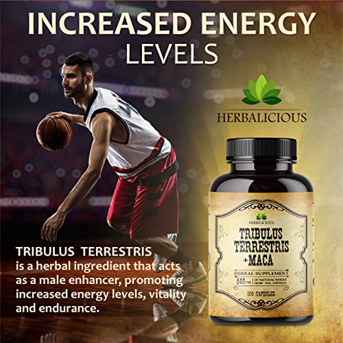 Tribulus Terrestris For Men With Maca Root – Maca Root Capsules For Men – All Natural Non Gmo Dietary Supplement – Standardized Extract – Promotes Energy And Vitality - 100 Capsules #TOP2