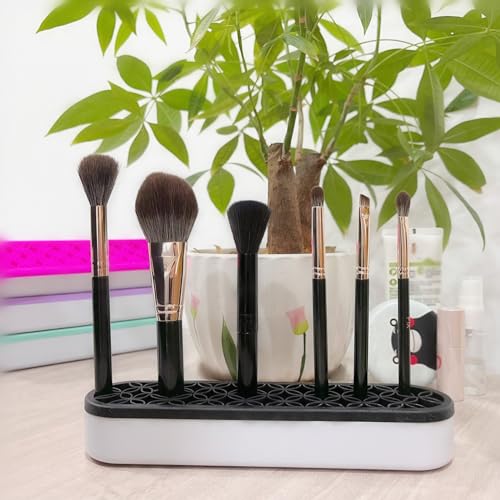 Image of TANG SONG 2 PCS Silicone Make up Brush Holder Cosmetic Storage Box Desktop Organizers (Black)