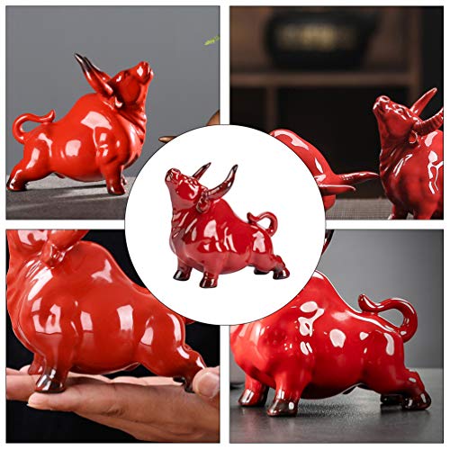 Estatua Toro Feng Shui Cerámica Decoración Hogar Oficina miniatura 5