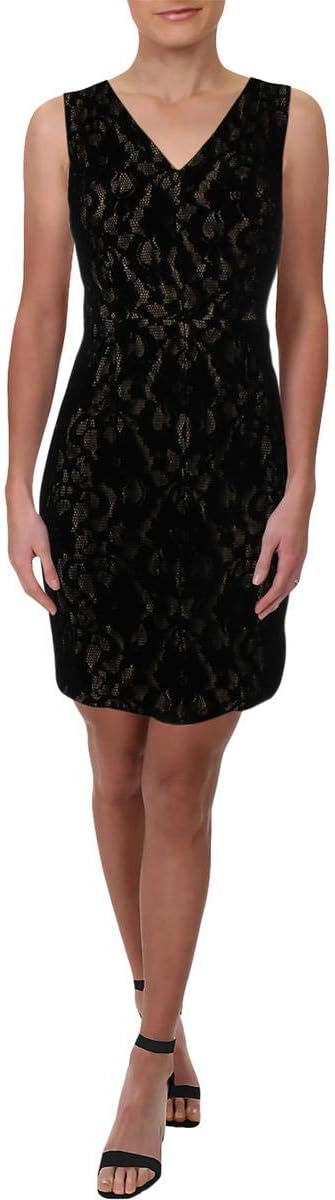 LAUREN RALPH LAUREN Womens Crewly Velvet V-Neck Cocktail Dress Black