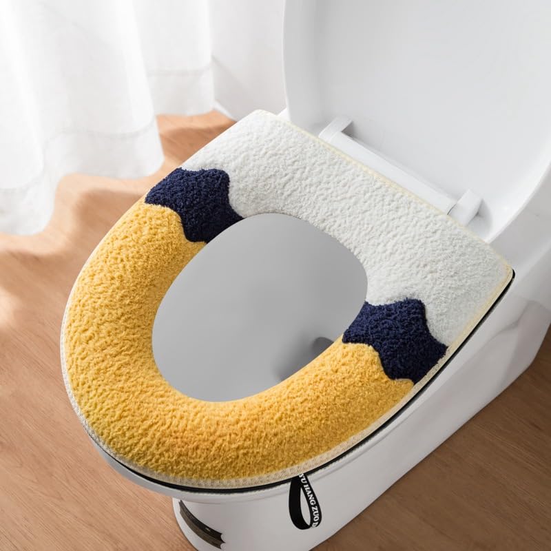 2 Pieces Thicker Bathroom Soft Toilet Seat Cover Pad with Handle Toilet Lid Cover Cushion Soft Thicker Washable Fits All Oval Toilet Seats