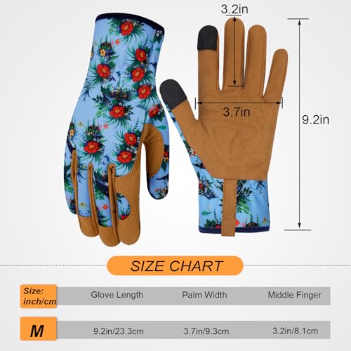 MERTURN Leather Gardening Gloves for Women Thorn Proof Garden Gloves Touch Screen Working Gloves Gifts,M