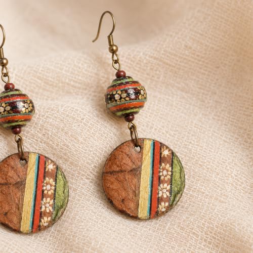 Image of Handcrafted Tribal & Dhokra Art Earrings for Women - Wooden, Nature-Inspired Statement Drop & Traditional Ethnic Designs