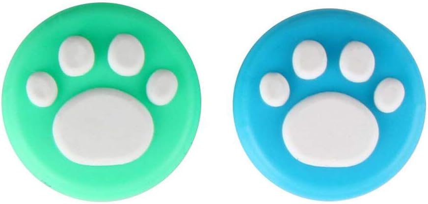 2X Silicone Analog Non-Slip Thumb Grips Stick Cap Case Cover Handle Joystick Button Caps for Nintendo Switch NS & Switch Lite Joy-con Controller Cute Cat Claw (Green-Blue)