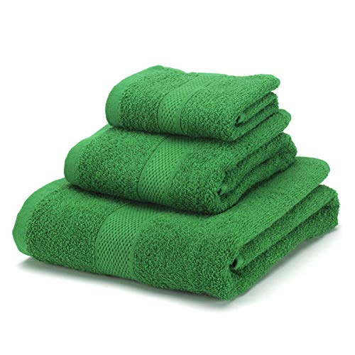 Boncasa - Juego de Toallas - 100% Algodón Peinado (no regenerado) - Calidad Ring Spun - Tacto Suave - 450 gr/m2 (Set 3 Piezas, Verde Oscuro)