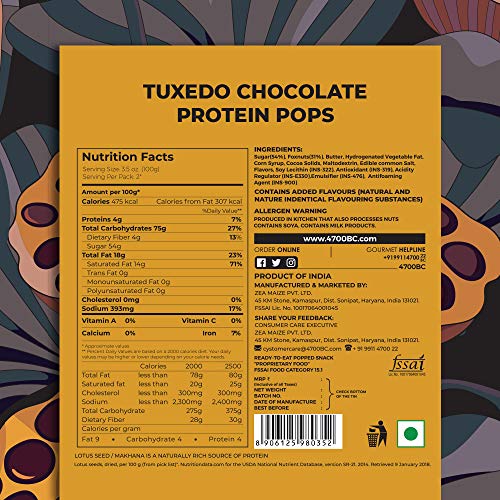 Image of 4700BC Protein Pops (Makhana), Tuxedo Chocolate, Tin, 175Gm