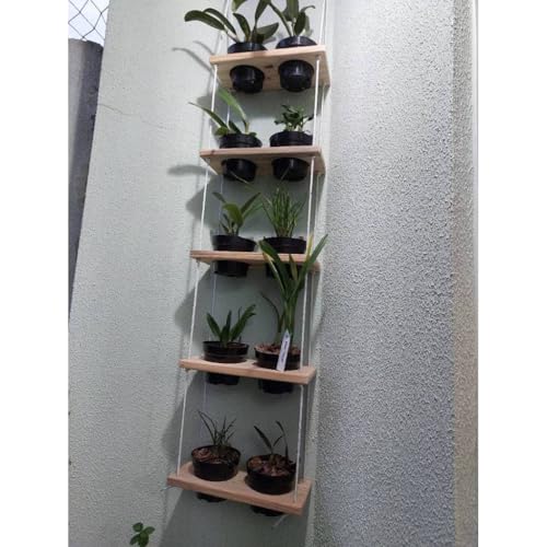 Floreira Vertical de Madeira Maciça com 5 Tábuas e 10 Vasos, para...