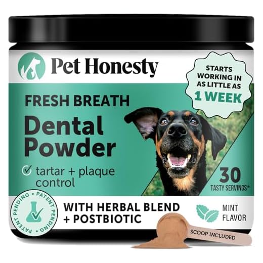 Dog Breath Freshener Dental Powder for Teeth Cleaning Plaque Off, Dental Care for Dogs, Tartar Remover for Teeth with Natural Herbal Blend + Postbiotics (Mint - 30 Servings)