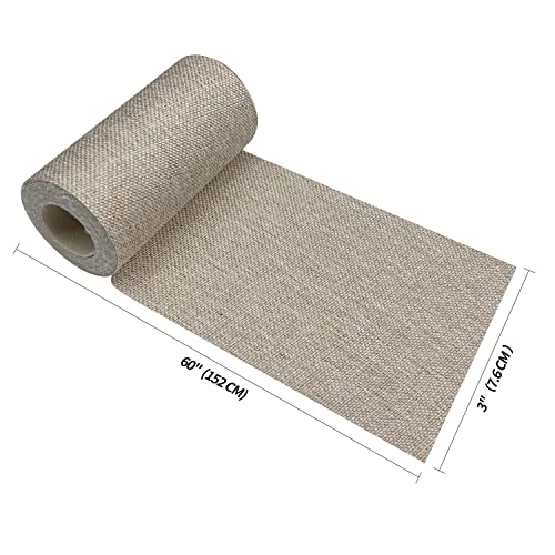 Image of King Mountain Premium Linen Fabric Iron-on Repair Patch, Inside&Outside Fabric Repair Patch, 3 inchx60 inch with Backing Glue Linen Repair Decorative Patch kit (Linen-3 inchx60 inch, Rice Coffee)