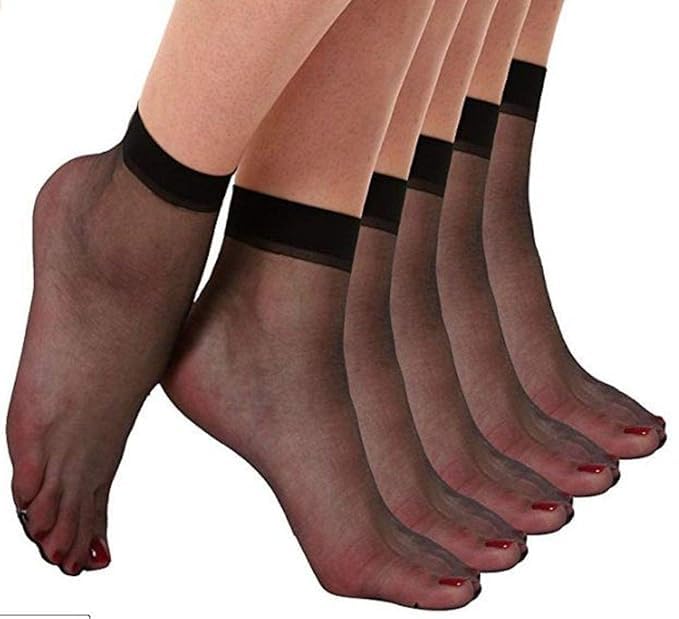 Ultra-Thin Transparent Nylon Ankle Length Socks for Women, Girls, ladies - Black (Pack of 2)-image-42
