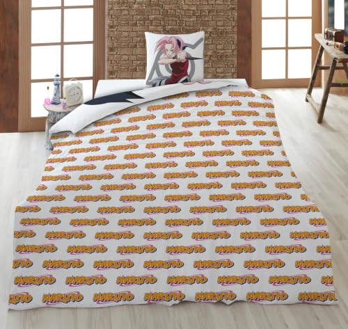 Parure de lit Naruto Sasuke Sakura avec housse de couette réversible coton polyester