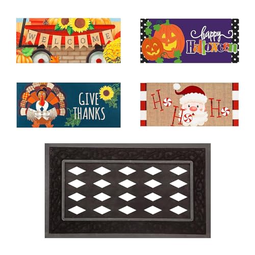 Evergreensassafrasbundlesetof5santainterchangeableentrancedoormatsindoorandoutdoor22x10inchesdoormatsand28x16intraynonslipbackinglowprofilehomedecor Urban Country Home Decor Evergreen sassafras bundle set of 5 santa interchangeable entrance doormats indoor and outdoor 22 x 10 inches doormats and 28 x 16 in tray non slip backing low profile home decor urban country home decor