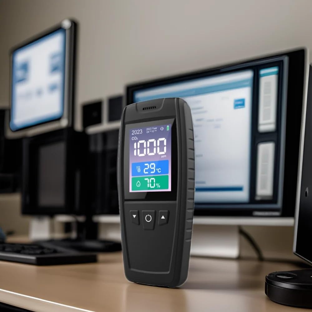 Detector de Calidad del Aire, Nuevo probador Industrial de Mano CO2 HCHO Precis con Pantalla LCD