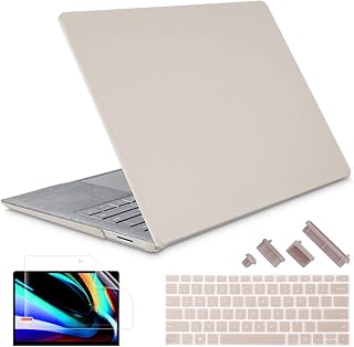 May Chen Case for 13.5" Microsoft Surface Laptop 2/3/4/5 with Alcantara Palm Rest Model 1769 1867 1958 1959 (2018-2022), Plastic Hard Shell Case with Keyboard Cover + Screen Protector, Stone