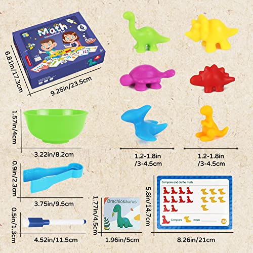 Juxue Counting Dinosaurs Color Sorting Toys For Toddlers 1-3, Fine Motor Skills Montessori Toys For 2 3 4 5 Year Old, Counting Bears Math Manipulatives For Preschool Kindergarten Learning Activities #TOP6