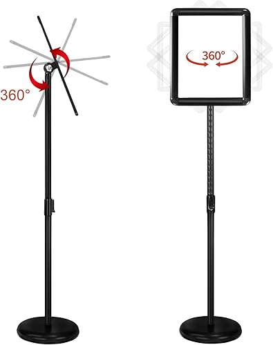 Miniatura 10 de Soporte de letrero de piso, soporte ajustable para letreros de pedestal, soporte para póster, marco abierto de aluminio para 8.5 x 11 pulgadas con