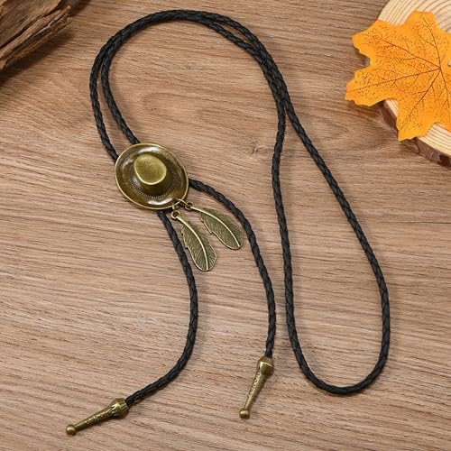 Image of Western Cowboy Bolo tie for Men Women Gold Silver Death Skull Moth Cross Bolo Tie Christmas Deer Rooster Wolf Necktie Gift