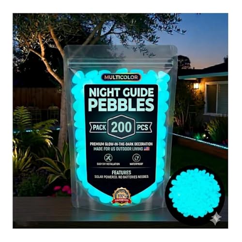 Colorful Glow-in-the-Dark Garden Stones, 2026 New Luminous Pebbles Rocks for Outdoor Walkway Patio...