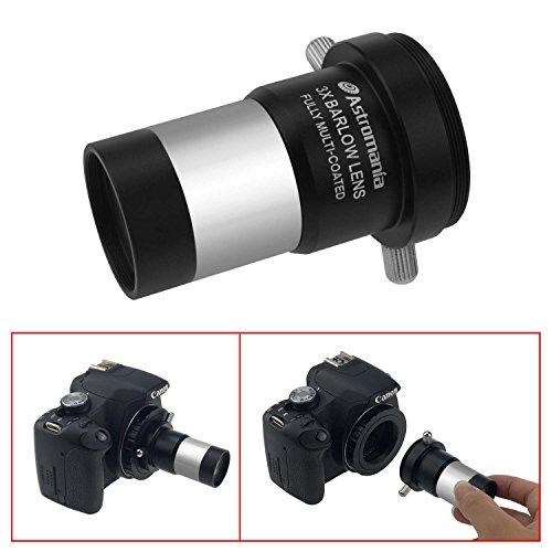Astromania 1.25" 3X Short Focus Barlow Lens for Telescope Eyepiece - Superior Sharpness