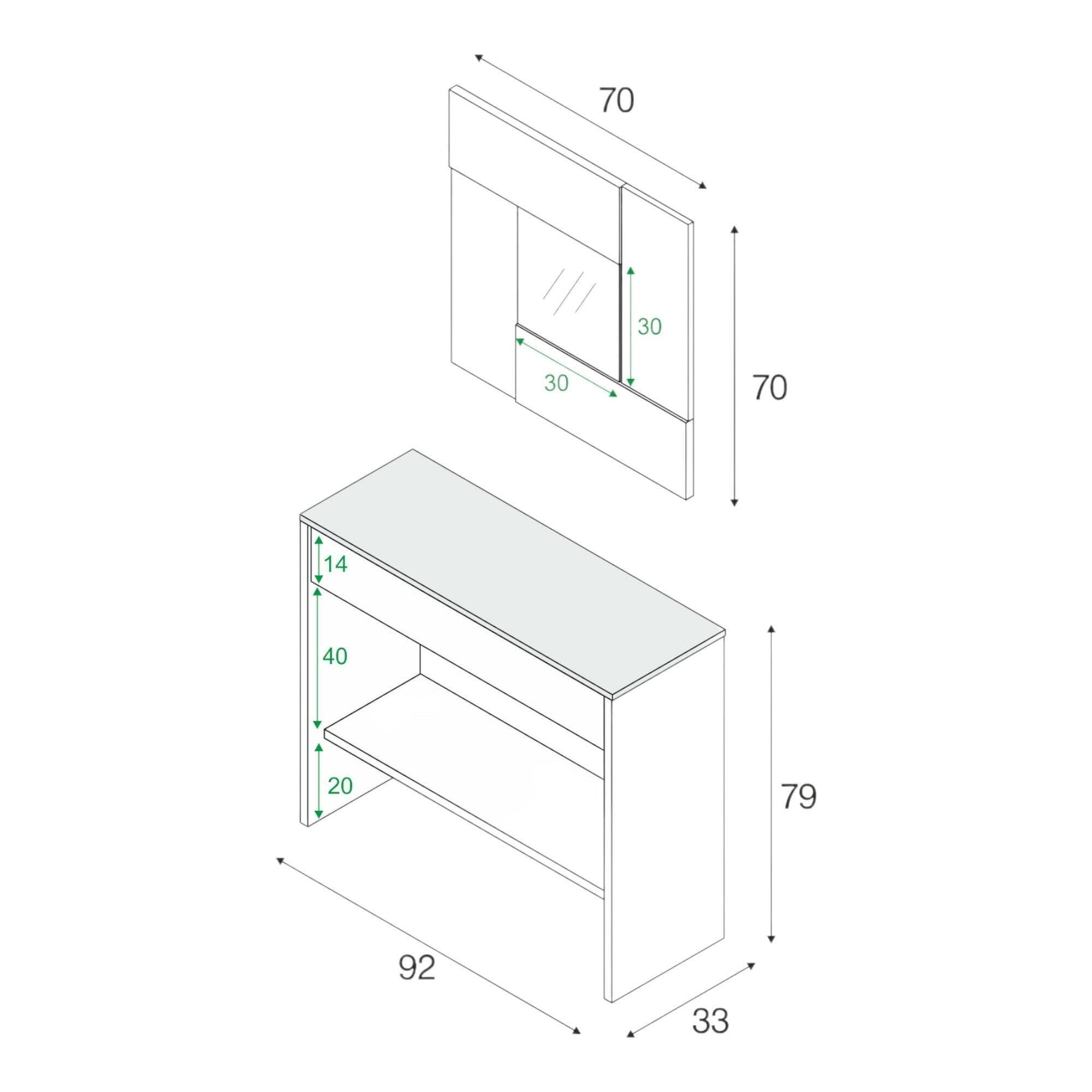 Dmora - Mobile da ingresso Gilbert, Entratina con specchio, Mobile con cassetto e ripiano per entrata, Armadio moderno per atrio, cm 92x33h149, Rovere e Noce