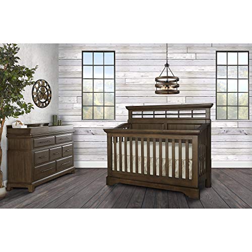 Evolur Empire 5-In 1 Convertible Crib With Metal Elements In Distressed Timber, Free Mattress #TOP6