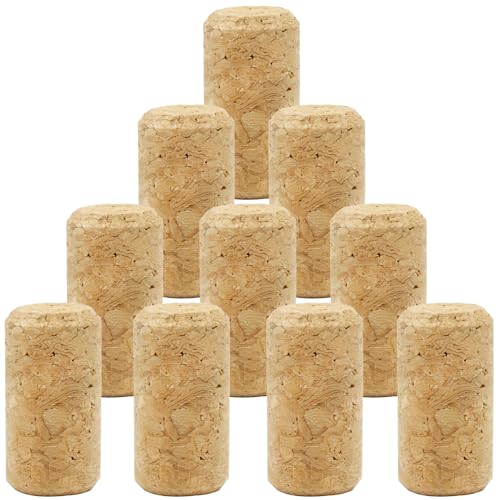 RUOJLING Bouchons en Liège Naturels pour Bouteilles de Vin et Bière - 10 Pièces, 38mm x Ø21mm - Idéal pour Le Vin Rouge et Le Bricolage