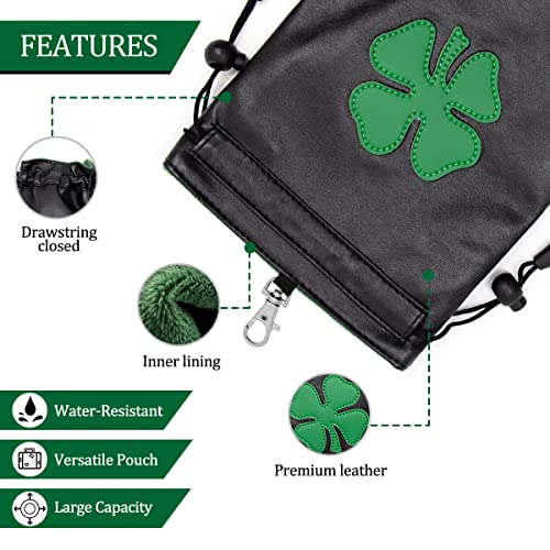Golf Valuables Pouch Leather Tee Pouch with Drawstrings - Golf Ball Bag for Men & Women - Thumbnail 2